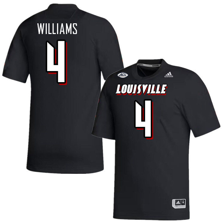 Men #4 Aaron Williams Louisville Cardinals College Football Jerseys Stitched-Black